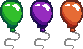 balloons orange green purple