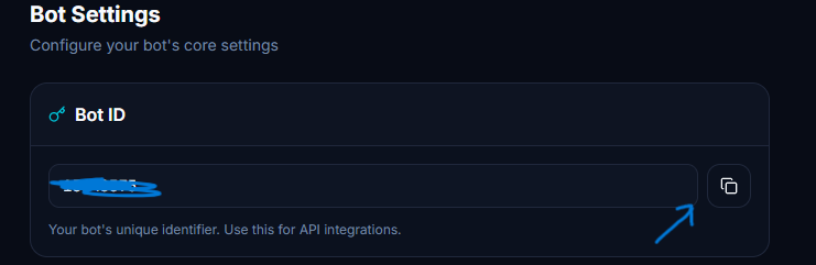 Bot ID location in TeleBot Studio dashboard