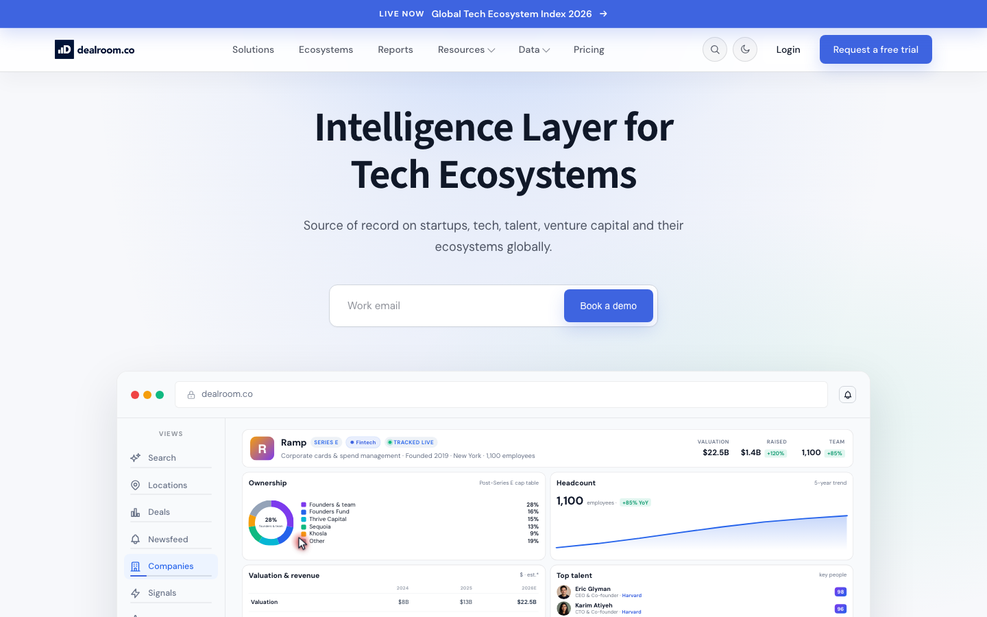 Dealroom homepage