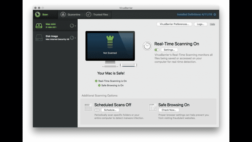 Internet Security X9 Mac — VirusBarrier scan status and NetBarrier network protection overview