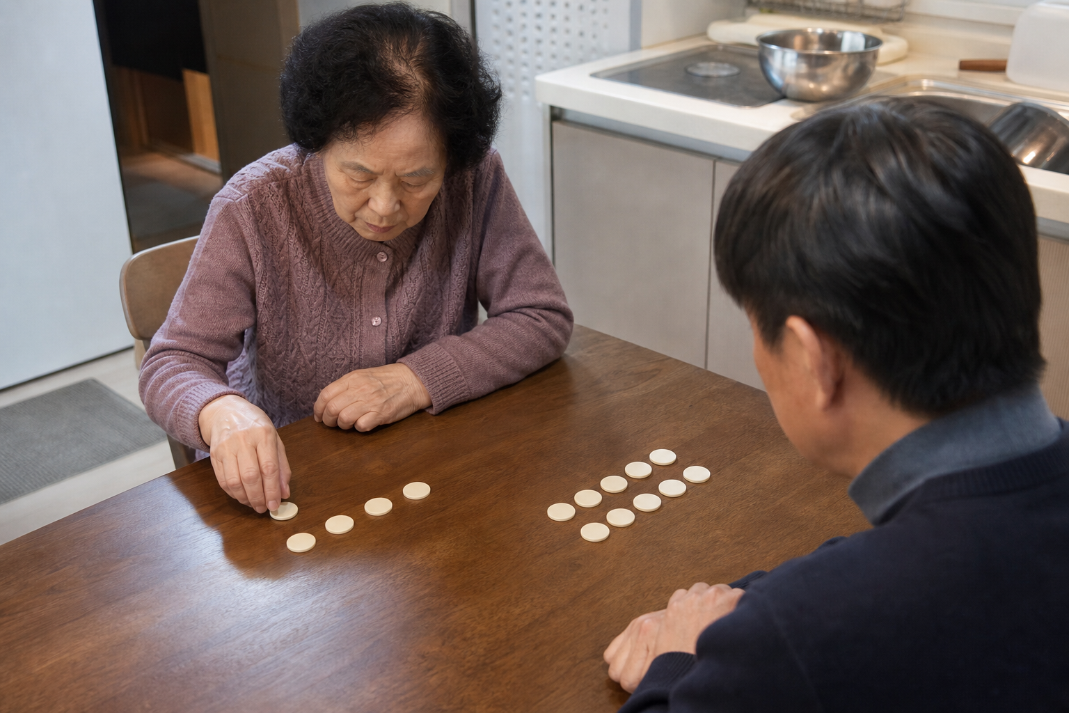 5만원권과 1만원권의 환불 기준선을 토큰으로 계산하는 장면