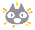 an animal crossing emote of a gray cat with a smile on its face and beams coming off it