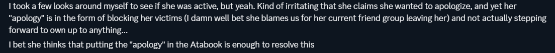 basically a continuation of what i said in the screenshot above, about how melody has not apologized yet