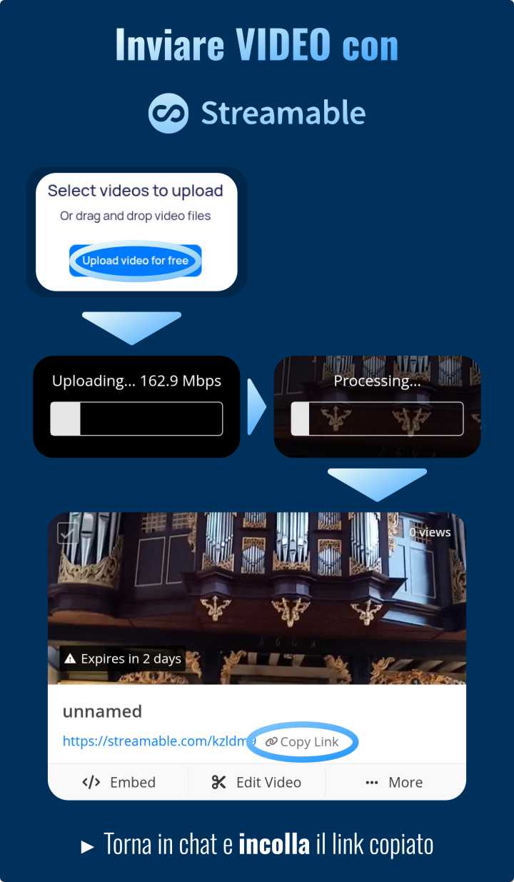 Uso di Streamable per inviare video