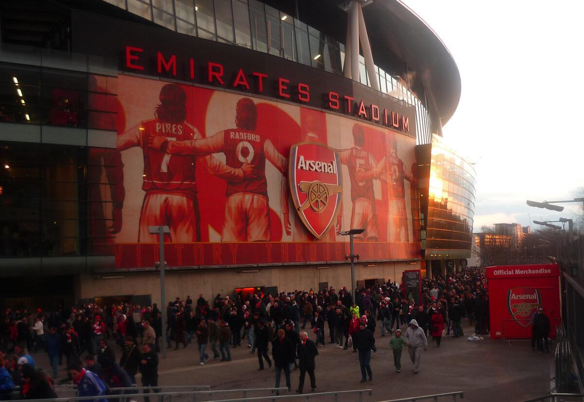 Football crowd at a Premier League stadium