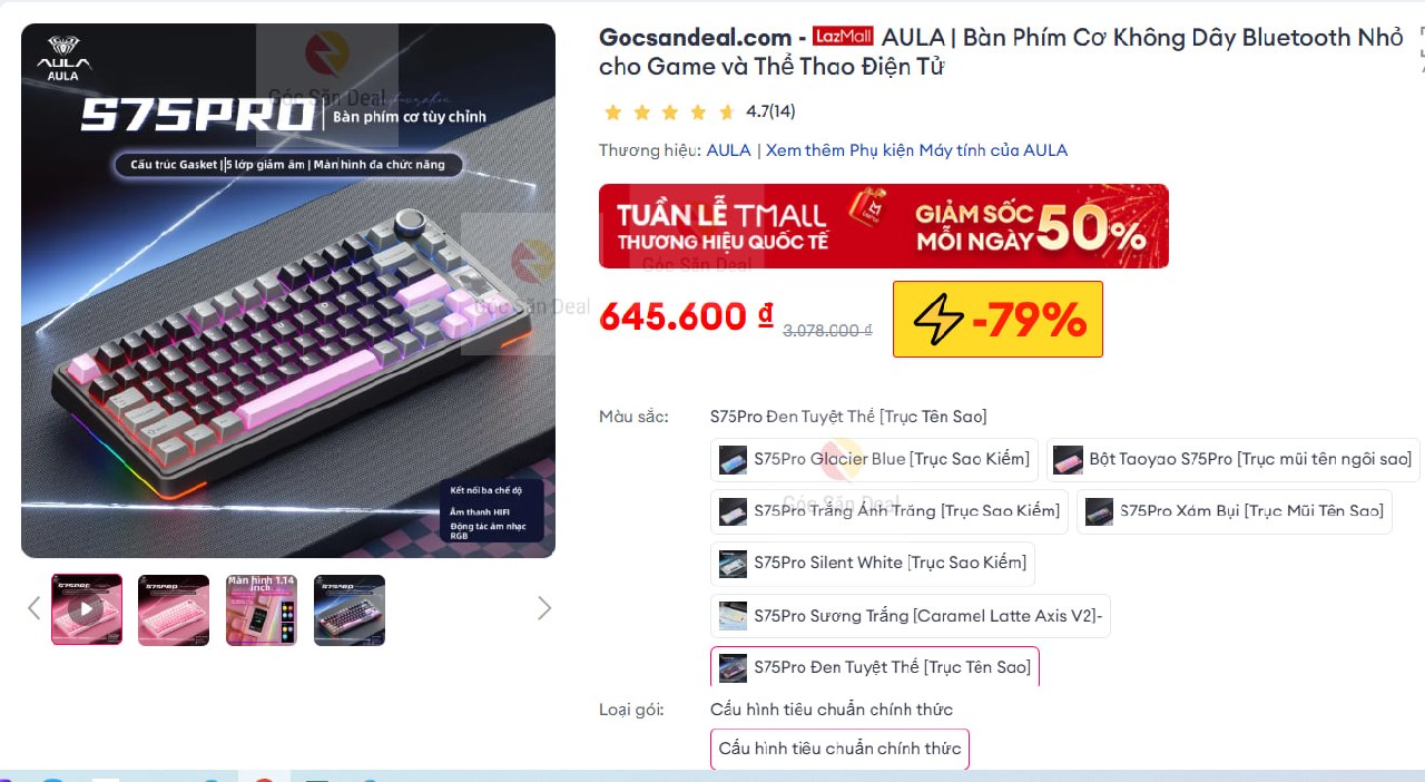 AULA | Bàn Phím Cơ Không Dây Bluetooth Nhỏ cho Game và Thể Thao Điện Tử