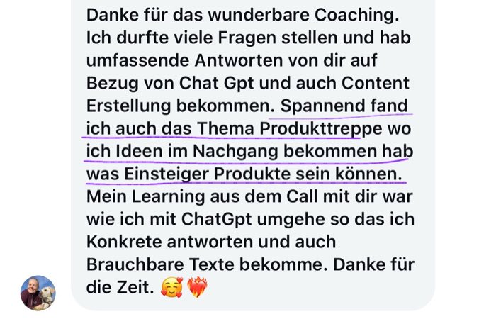 Nachricht einer Kundin
