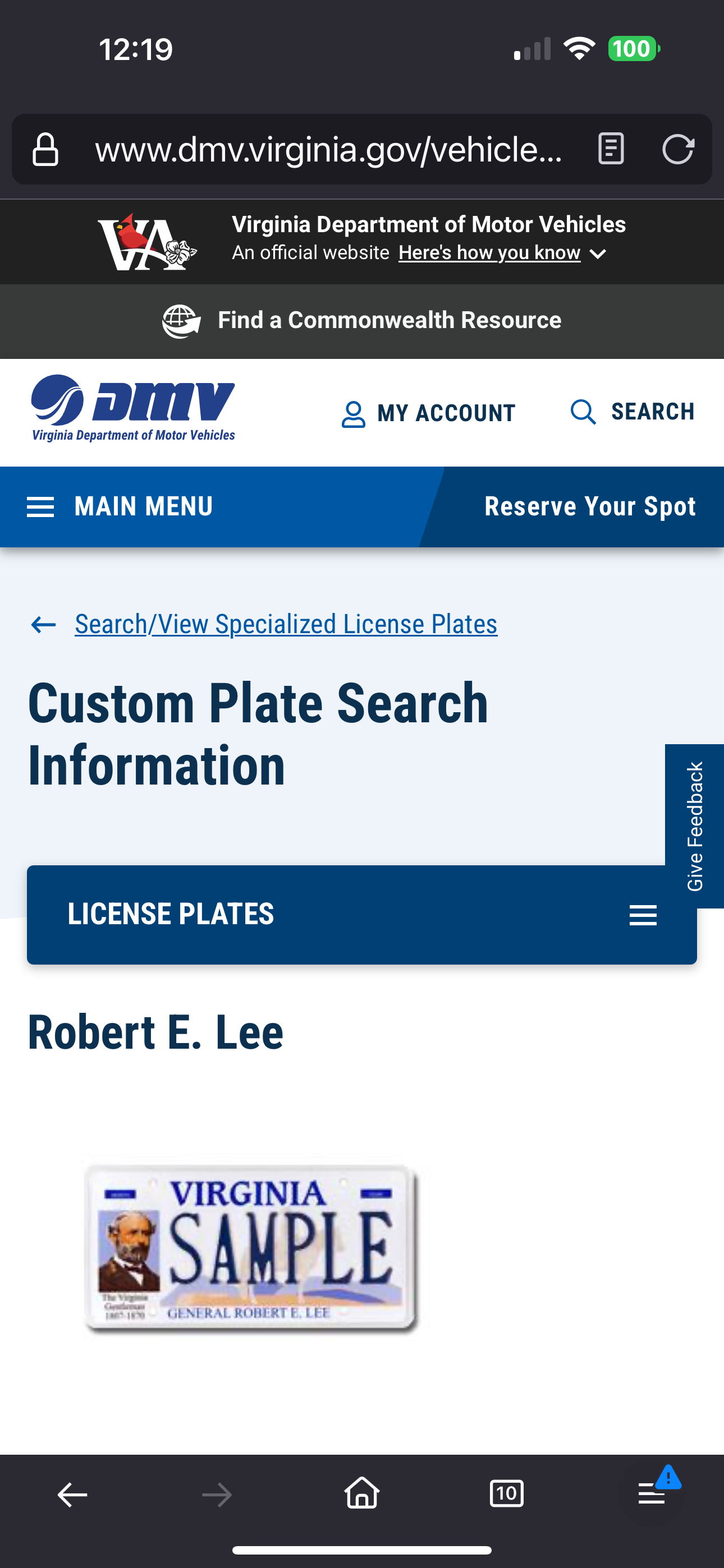 Robert E. Lee plate