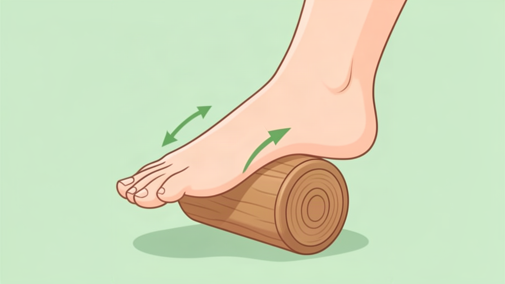 foot roller technique demonstration on arch with pressure arrows