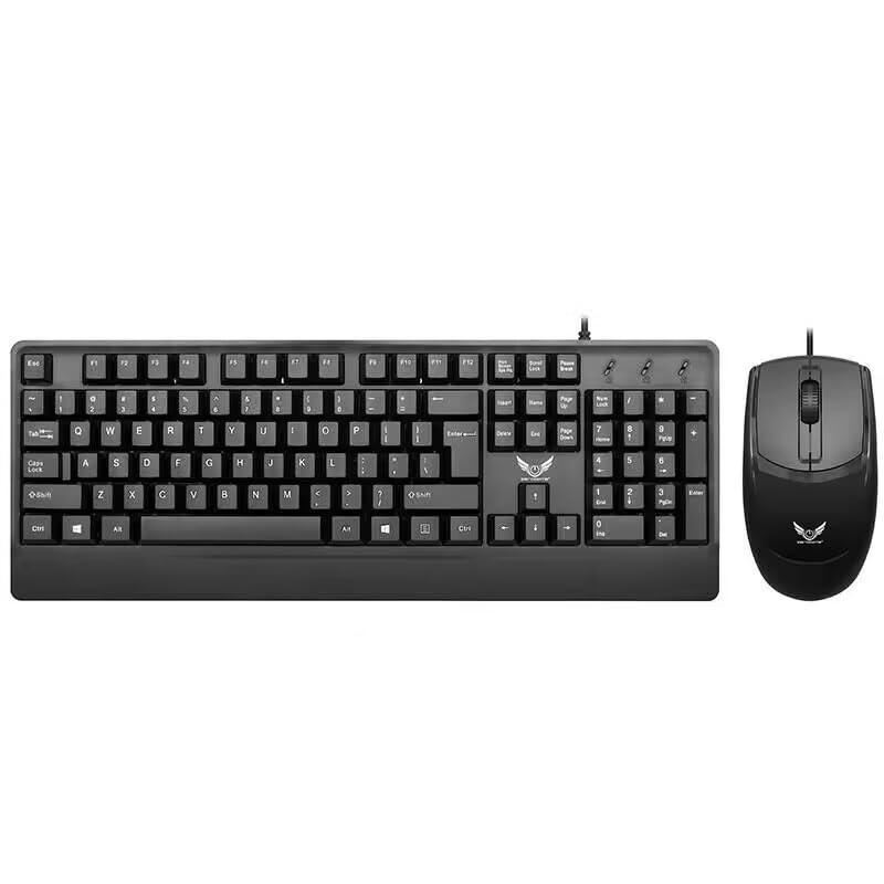 Wired Keyboard and Mouse Combo with Palm Rest,Full-Sized Ergonomic Computer Keyboard and Optical Wired Mouse for Windows, Mac OS Desktop/Laptop/PC-Black