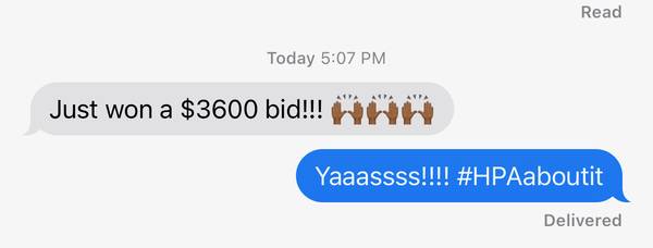 Student won a $3600 bid