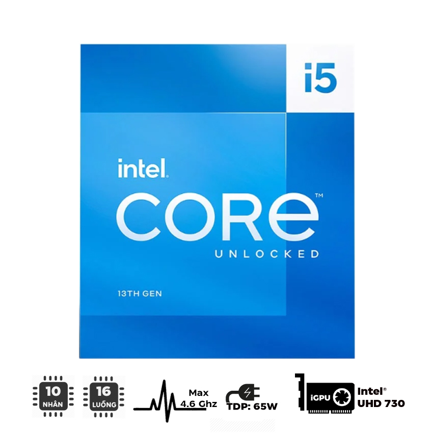 CPU Intel Core i5-13400 (up to 4.6Ghz, 10 nhân 16 luồng, 20MB Cache, 65W) - Socket Intel LGA 1700/Raptor Lake)