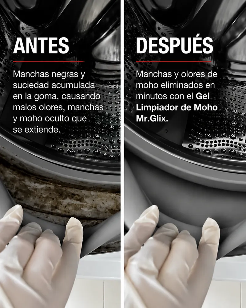 Antes y después - resultado real del Gel MR.GLIX