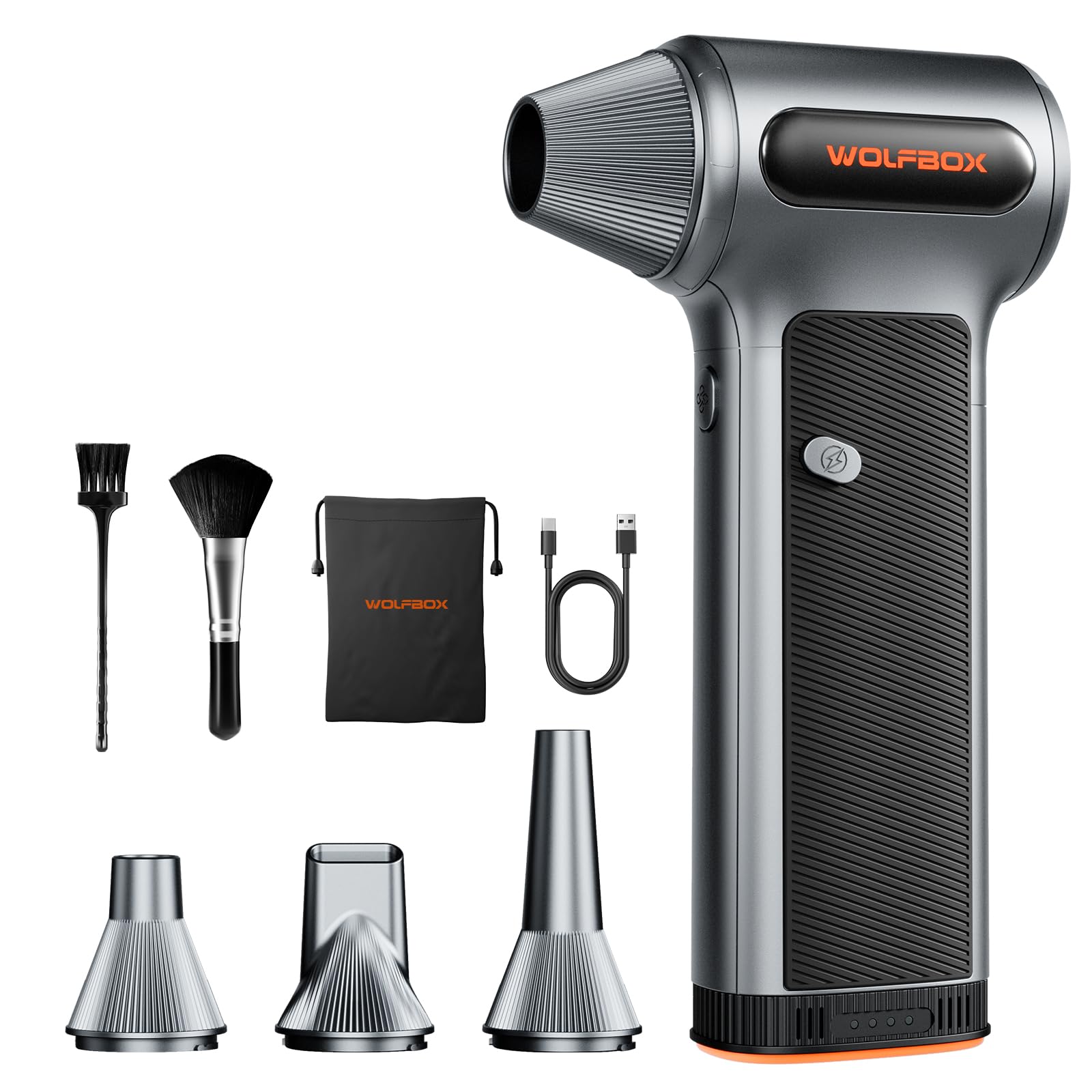WOLFBOX MF200 Compressed Air Duster, Removable Battery, Car Cleaning, Home
