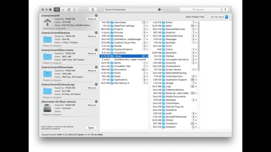 WhatSize Mac — folder and file sizes sorted biggest-first for reclaiming disk space