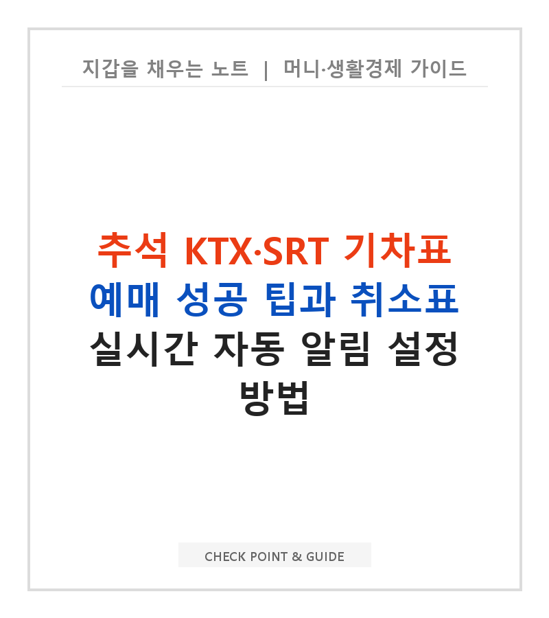 추석 KTX·SRT 기차표 예매 성공 팁과 취소표 실시간 자동 알림 설정 방법