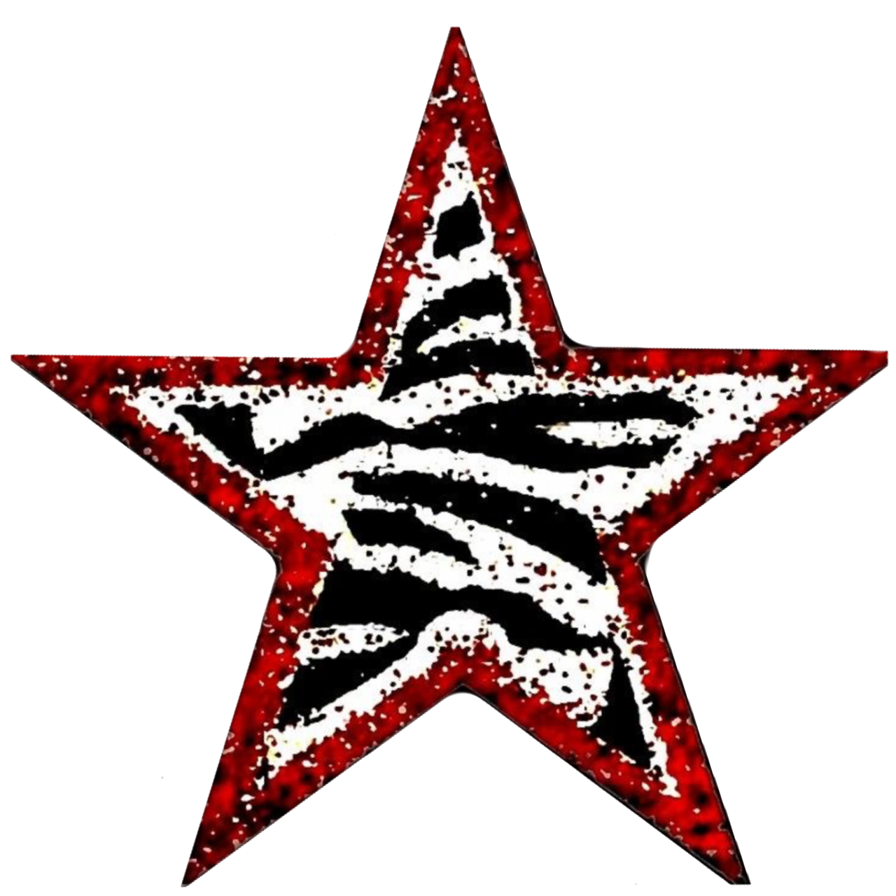 zebra print star with a red sparkly outline