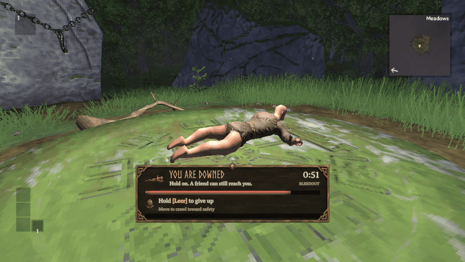 Actual in-game belly crawling with the downed HUD