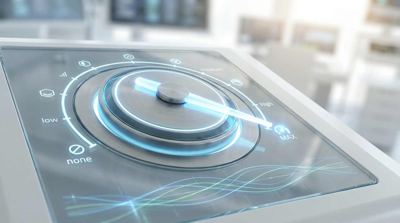 A digital dial on a futuristic interface set to 'max reasoning_effort' for an OpenAI GPT-6 model.