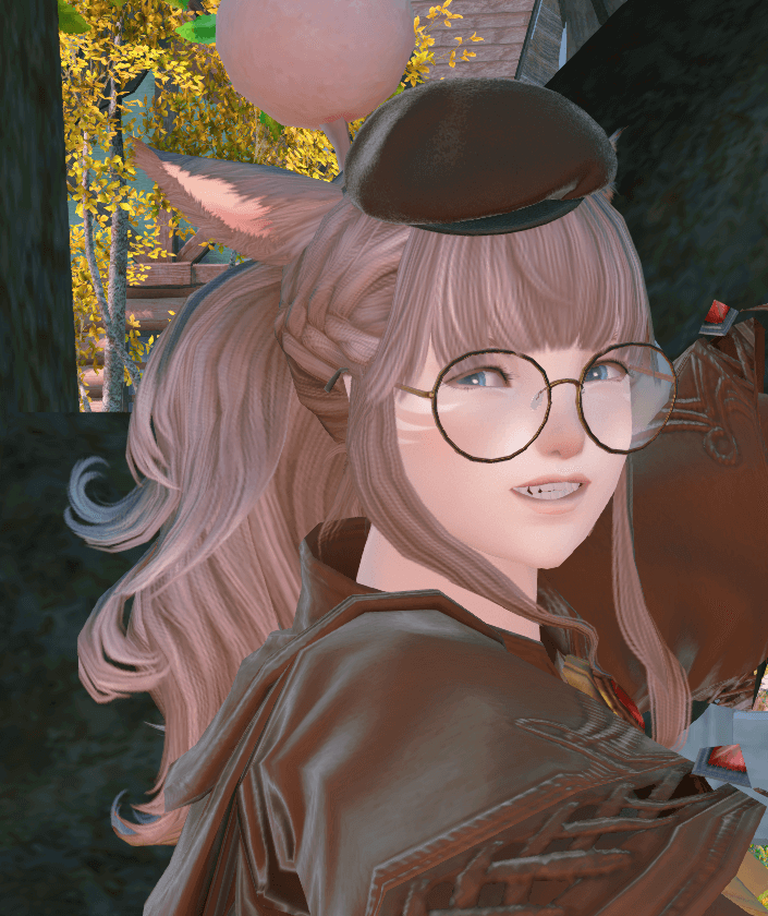 A FFXIV screenshot of a modded hairstyle.