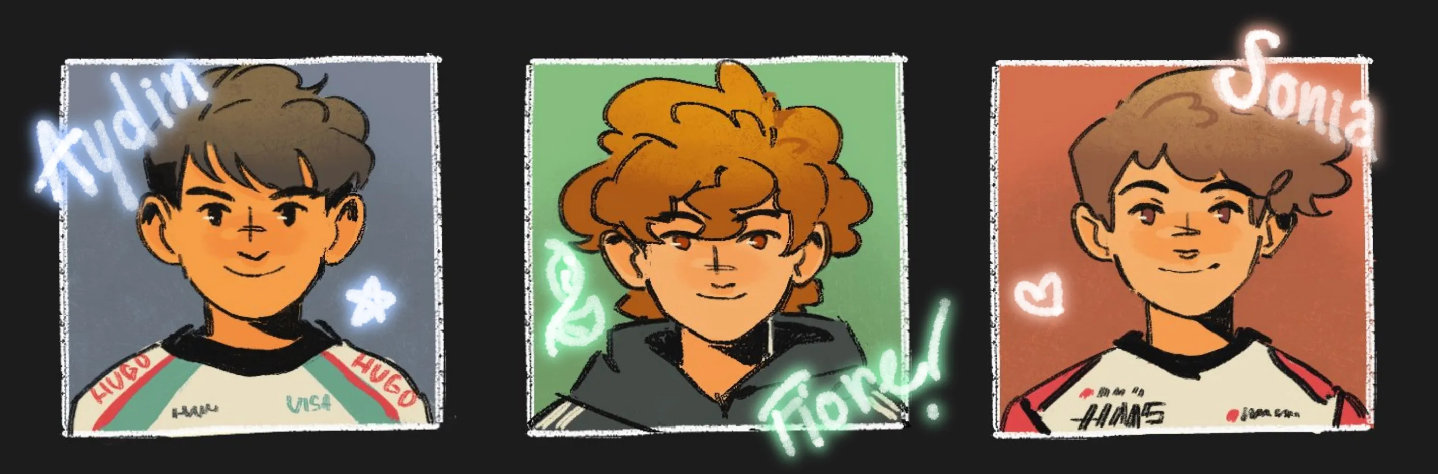 isack, kimi, and ollie by @sog_goog on twitter