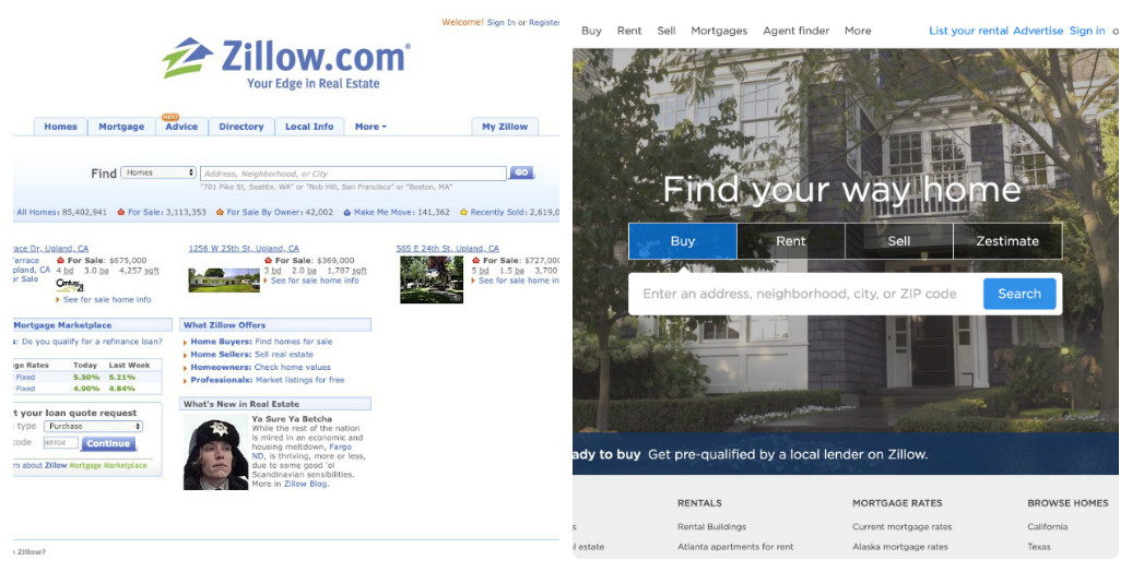 Zillow thay đổi thiết kế giao diện web trong 10 năm như thế nào