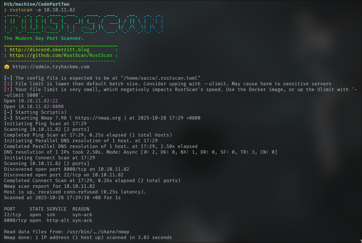 RustScan results
