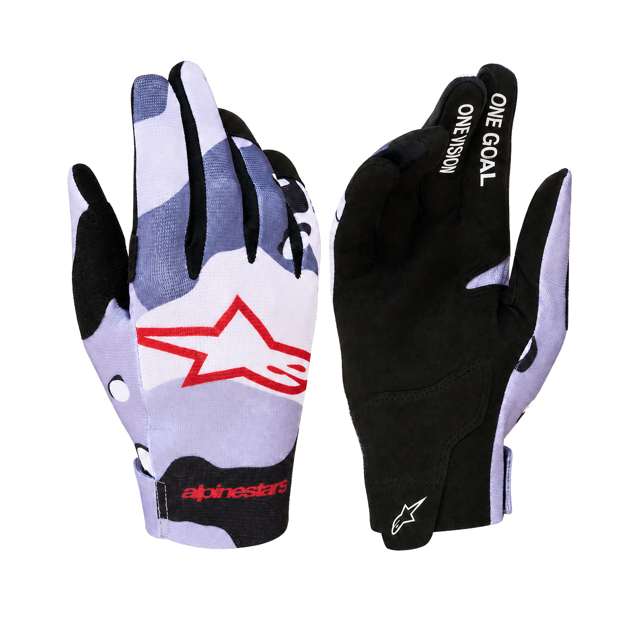 Izolovaný detail hřbetu a dlaně dětských rukavic Alpinestars Radar Youth 2027