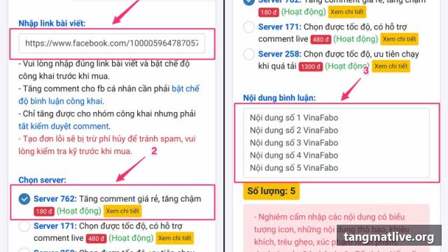 Dịch vụ tăng comment Facebook tại Tangmatlive.org