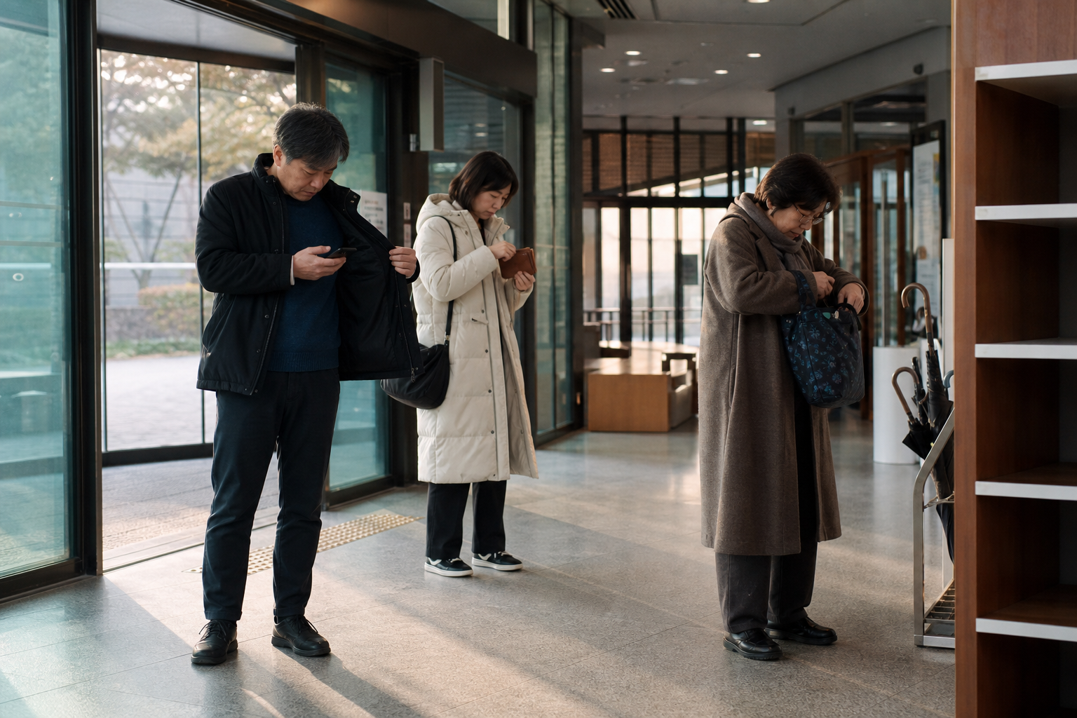학생·군인·외국인 등 대상별 추가 인정 신분증을 각자 확인하는 수험자들