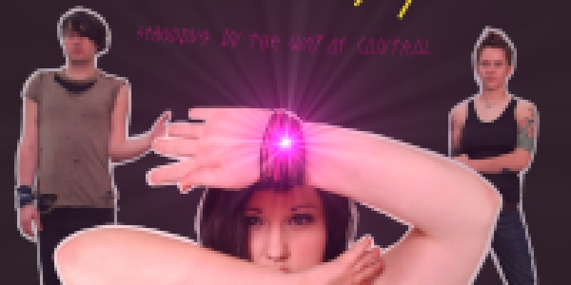 A slightly pixelated cover of Gossip's album Standing in the Way of Control, with a sci-fi like pink light blast in the middle