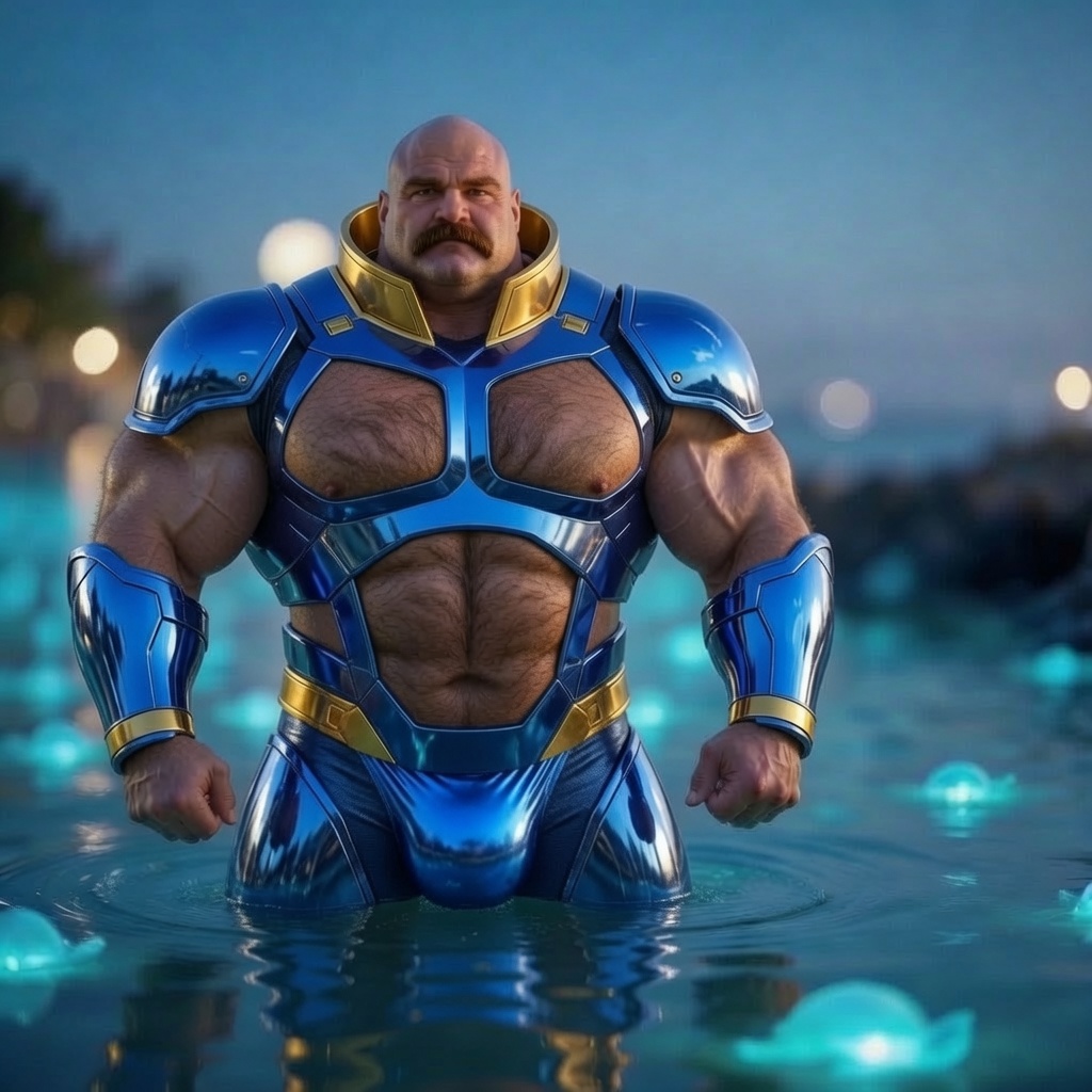cobalt chrome plate + gold collar / biolum water