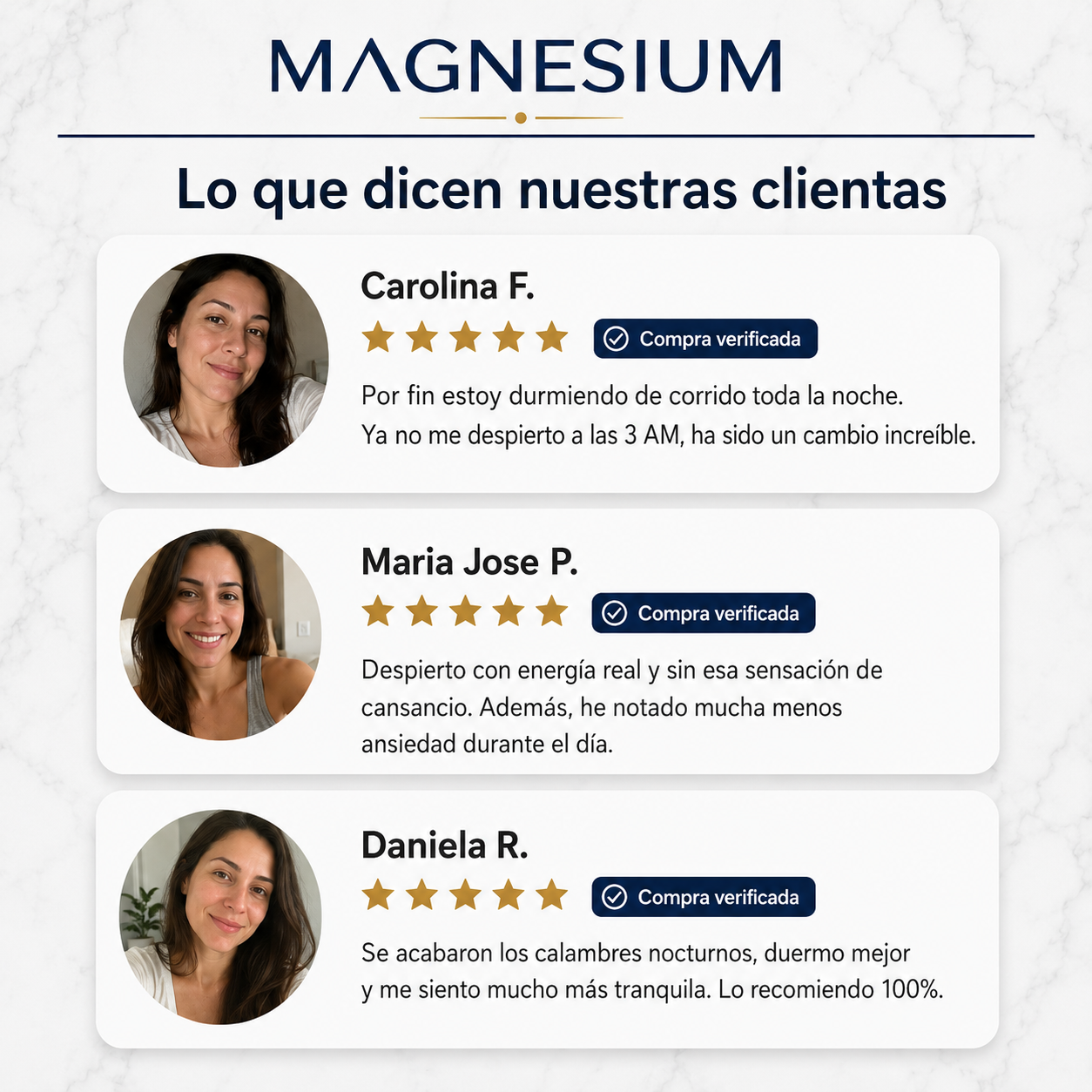 Testimonios de clientas MAGNESIUM